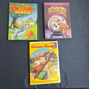 Tom & Jerry The Movie & The Magic Ring & Curious George DVDs Lot of 3